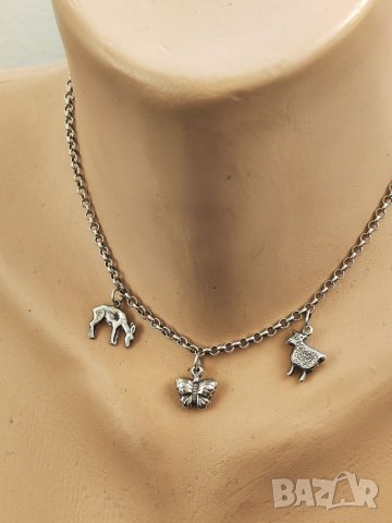 Къс сребърен гердан с три висулки