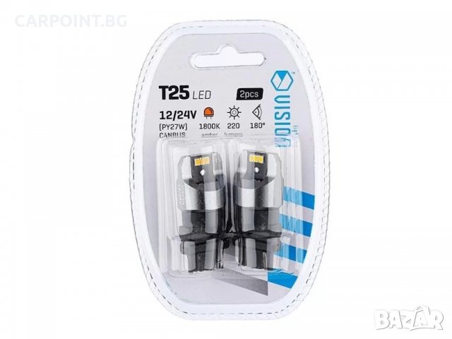 ЛАМПА VISION PY27W (T25) 12 24V 6X 3020 SMD LED, НЕПОЛЯРНА, CANBUS, ОРАНЖЕВА, 2 БР.58339 1КТ., снимка 3 - Аксесоари и консумативи - 39025280