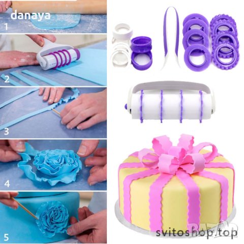 1934 Резец за фондан и тесто сладкарски ролков декоратор за торти, снимка 2 - Прибори за хранене, готвене и сервиране - 31524824