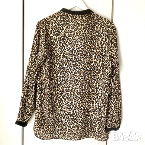 Разпродажба спешно Mango леопардова дамска риза шифон леопардов принт дълъг ръкав M L Манго, снимка 6 - Ризи - 47373215