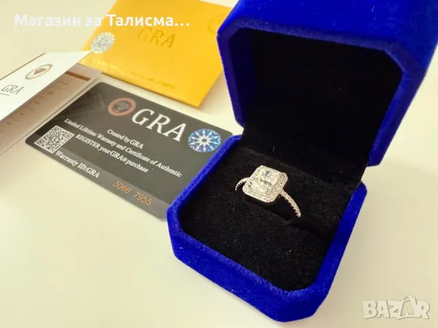 S925 Сребърен пръстен с камък Мойсанит 2ct - размер 7
, снимка 4 - Пръстени - 49385951