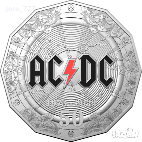 50 пенса юбилейна монета "50 години AC/DC" Австралия 2023