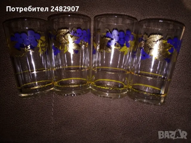 Комплект стъклени ретро чаши - 4 бр. , снимка 2 - Чаши - 48557105