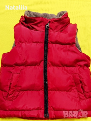 Оригинална жилетка Timberland – 9 месеца / 71 см, червена с топла подплата, снимка 4 - Жилетки и елечета за бебе - 51824473