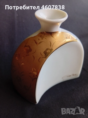Ваза порцелан 22 к злато 12 см, снимка 7 - Вази - 52428928