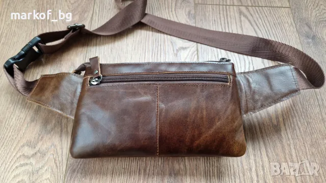 Мъжка чанта през рамо от естествена кожа. Бъбрек, снимка 13 - Чанти - 48233999