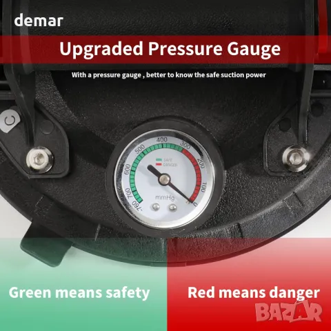WeeGoo 20 см вендуза за повдигане на стъкло, с манометър, до 100 кг, снимка 4 - Други инструменти - 49243702