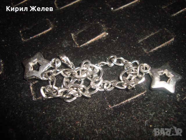 ПОСРЕБРЕНА ГРИВНИЧКА със ЗВЕЗДИЧКИ 20673, снимка 5 - Гривни - 32239630