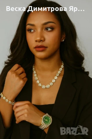 Луксозен комплек бижута, часовник , гривна и колие, снимка 12 - Бижутерийни комплекти - 51152821