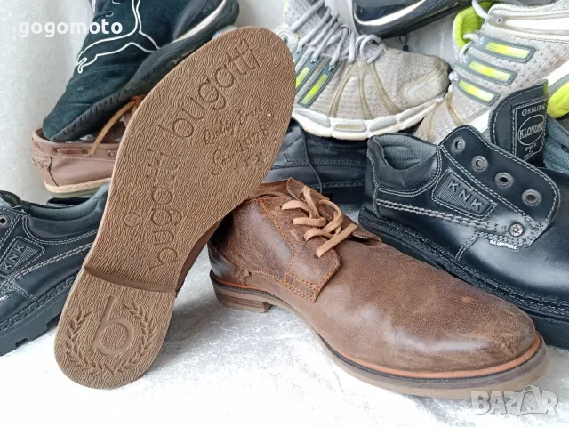 Ретро, арт, винтидж мъжки обувки половинки КАТО НОВИ BUGATTI original, 43 - 44,100% ЕСТЕСТВЕНА КОЖА, снимка 10 - Мъжки боти - 47825041