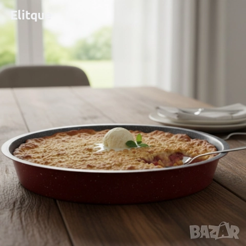 Премиум кръгла тава с мраморно покритие – идеална за сладкиши и печени ястия, снимка 5 - Съдове за готвене - 52503205