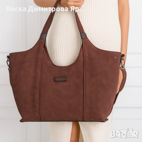 Дамска чанта от еко велур и к. – елегантен и практичен модел (бордо), снимка 13 - Чанти - 52574265