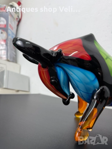 Голям стъклен бик MURANO №7444 , снимка 4 - Антикварни и старинни предмети - 51960700