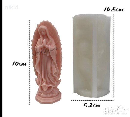 3D Висок Дева Мария Богородица религиозен силиконов молд форма фондан шоколад гипс смола свещ