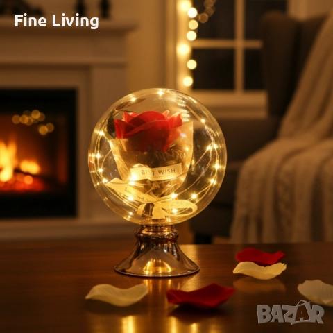 Лампа с роза и мека светлина – подарък, който остава и след празника