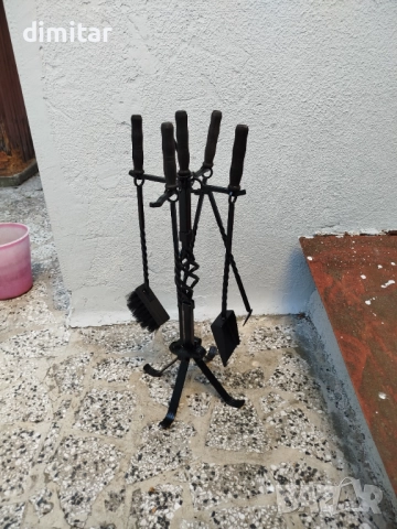 Комплект аксесоари за камина 4 в 1 от ковано желязо - 83 см, снимка 4 - Камини - 52752085