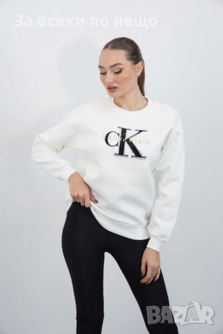 Calvin Klein Дамска Памучна Бяла Блуза С Дълъг Ръкав Код A965, снимка 2 - Блузи с дълъг ръкав и пуловери - 52059606