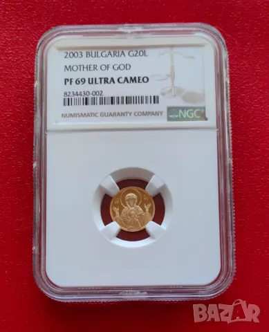 20 лева 2003 година Богородица NGC PF 69, снимка 2 - Нумизматика и бонистика - 48543513