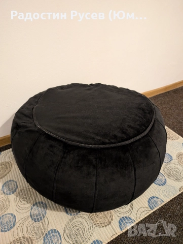 Черен Пуф, Барбарон - мека табуретка, Кресло без облегалка, снимка 2 - Дивани и мека мебел - 52256727