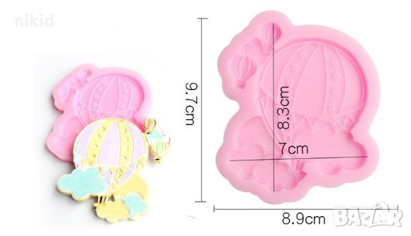 голям Въздушен Аеро балон и облаци плитък силиконов молд форма декорация торта фондан украса шоколад