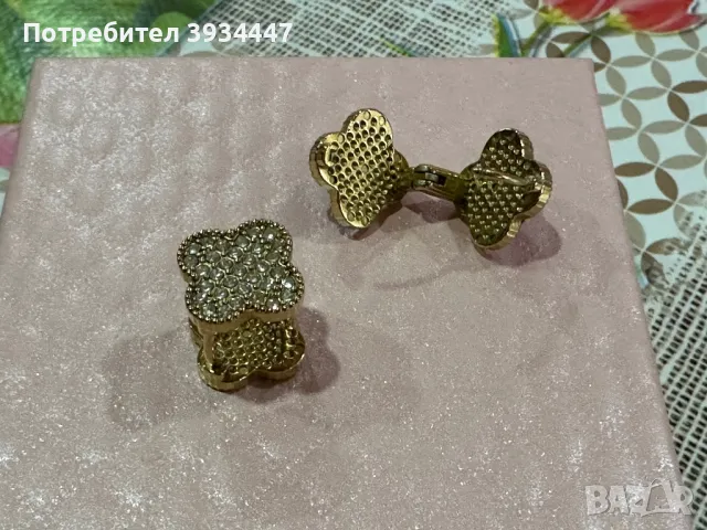 Стоманени двулицеви обеци във формата на детелини, снимка 6 - Обеци - 49816730