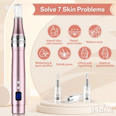 Dessnill 8-скоростна електрическа микронидлинг писалка Dermapen, 0-2,5 мм, серум за лице, снимка 2 - Други - 52105375