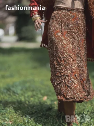 Бохо пола с етно принт – ръчна изработка, снимка 8 - Поли - 50379660