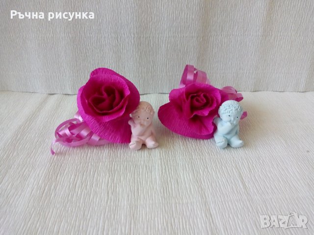 Сувенир за кръщене ,подарък за гости-ангелче с роза, снимка 4 - Декорация за дома - 26870808