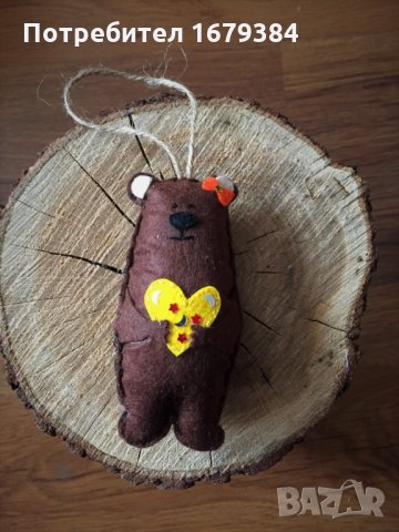 Коледна декорация / Коледни играчки за елха от филц ръчна изработка мече , снимка 5 - Декорация за дома - 34909950