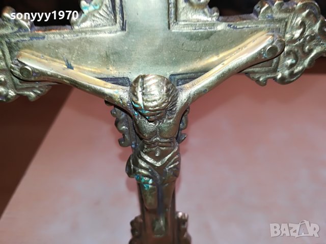 ✅MASSIV MESSING-КРЪСТ МЕД/МЕСИНГ-ВНОС SWISS 091022, снимка 2 - Антикварни и старинни предмети - 38271745