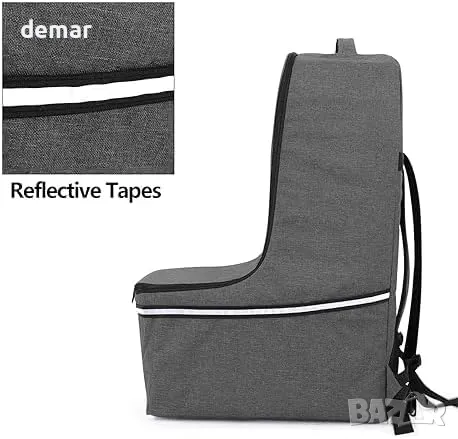 Калъф за детско столче за кола Teamoy с горна дръжка и светлоотразителни ленти, сиво, снимка 4 - Столчета за кола и колело - 47868842