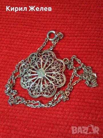 СТАРИНЕН ФИЛИГРАНЕН СРЕБЪРЕН РЕТРО МЕДАЛЬОН РЪЧНА РАБОТА със СРЕБЪРНА СРЕБРО 925 ФИНА ВЕРИЖКА 40015, снимка 2 - Антикварни и старинни предмети - 42600199