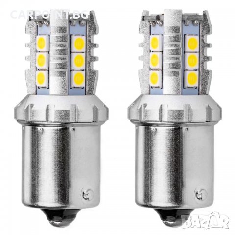 КРУШКИ ДИОДНИ LED CANBUS 3030 16SMD 1156 BA15S P21W R10W R5W БЯЛ 12V 24V 2БР 02796 1КТ., снимка 1