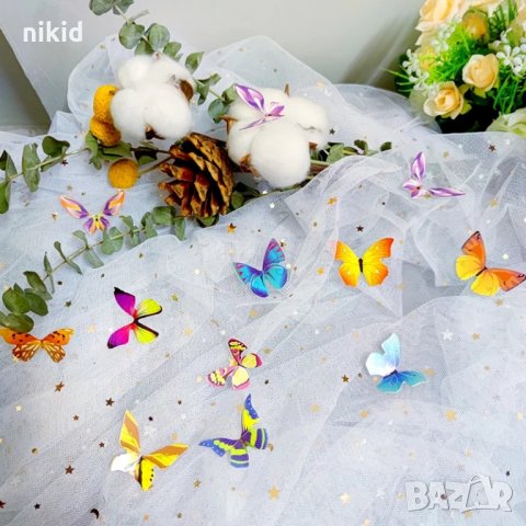 50 бр топери  PVC пеперуди пеперудки украса декорация мъфини  парти торта и др., снимка 3 - Други - 15167501