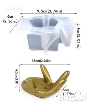 3D ръка манекен стойка свити пръсти силиконов молд форма фондан смола гипс декор, снимка 4 - Форми - 43662576