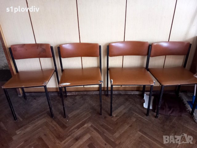 СПЕШНО! Масивни тежки столове: ковано желязо и кожа, снимка 1 - Столове - 40600508
