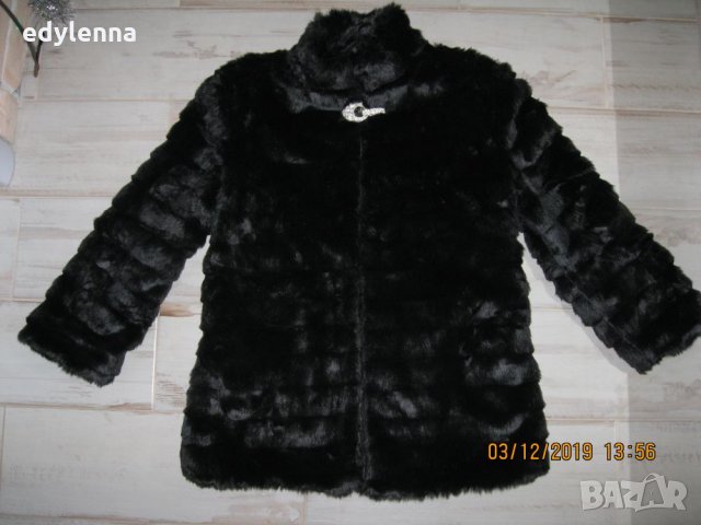 Елегантно палто от еко кожа с косъм, снимка 2 - Палта, манта - 27259211