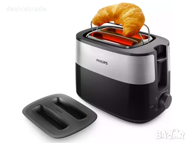 Тостер, Philips, Daily Collection HD2517/90, 830 W, черен/сребрист, снимка 4 - Тостери - 49732312