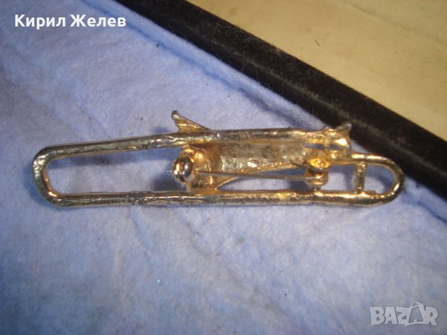 МУЗИКАНТСКА Винтидж ПОЗЛАТЕНА КРИСТАЛНА Арт БРОШКА ЗНАЧКА ТРОМПЕТ от БЛАГОРОДНА Неръжд СТОМАНА 29042, снимка 11 - Други - 37756305