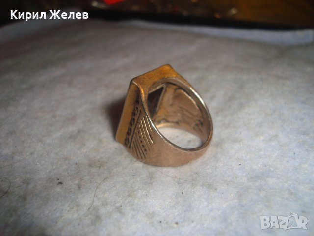 СТАР МЕДЕН ОРНАМЕНТИРАН РЕТРО АРТ ПРЪСТЕН с ГОЛЯМ ЮВЕЛИРНО ФАСЕТИРАН ЧЕРЕН ОНИКС 27370, снимка 13 - Пръстени - 36772045