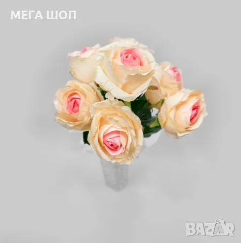 Елегантни изкуствени букети от рози – идеални за декорация и подарък, снимка 9 - Изкуствени цветя - 50346378