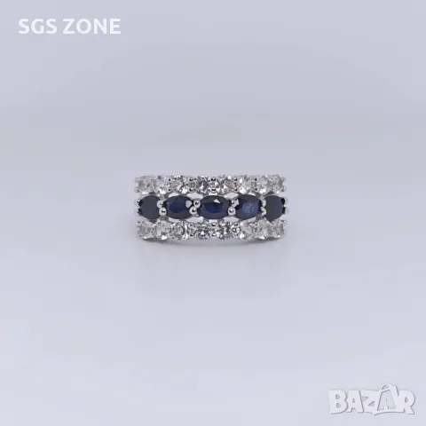 Пръстен със Сапфир, Рубин, Изумруд с Прозрачен Топаз, снимка 4 - Пръстени - 50254367