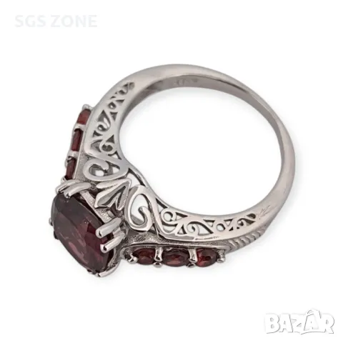 Сребърен Пръстен с Топаз, Аметист, Гранат, снимка 10 - Пръстени - 50311232