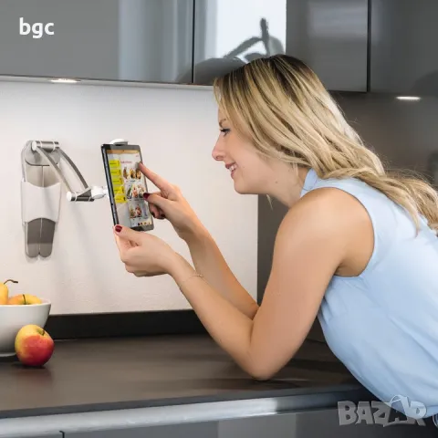 4-в-1 Стенна+Настолна Стойка за таблети от 7-15" Hama, Алуминиева, Сребрист Регулируема Ергономична , снимка 3 - Селфи стикове, аксесоари - 50373907