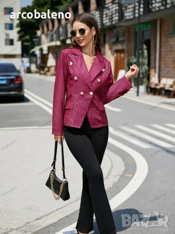 Дамско сако с дълъг ръкав с щампа и ревер, 3цвята - 023, снимка 8 - Сака - 39689601
