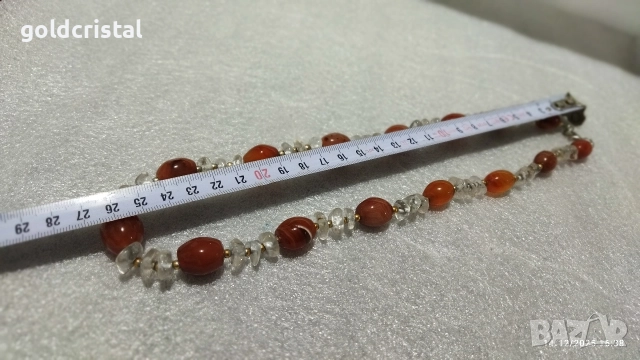 Стар накит гердан от естествен камък карнеол  , снимка 4 - Антикварни и старинни предмети - 52795000