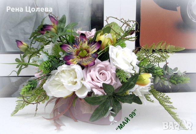 Екзотична икебана с рози и пасифлора, снимка 3 - Подаръци за рожден ден - 37166084