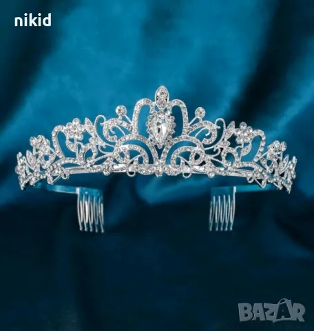 3 цвята с орнамент корона диадема тиара с камъни детска дамска метална, снимка 14 - Аксесоари за коса - 43992437