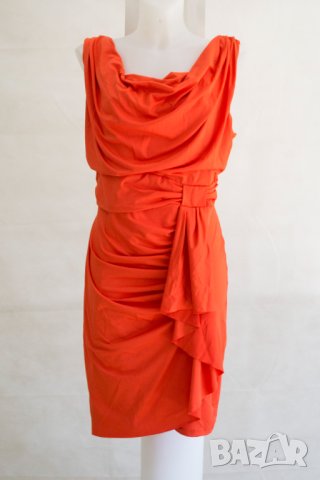 Елегантна оранжева рокля Jadde - 2XL, снимка 2 - Рокли - 43102770