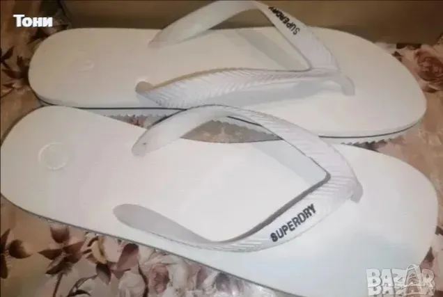 SuperDry Нови Мъжки Бели Чехли 45, снимка 1